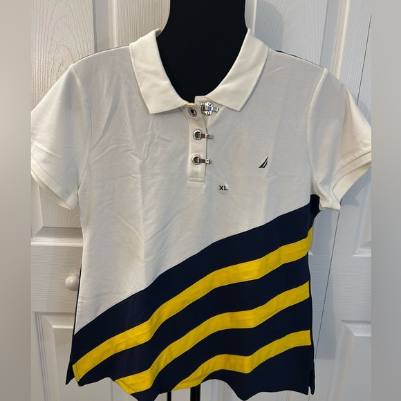 New! 90s Nautical Metal latch hardware polo shirt! Logo back - Picture 1 of 4